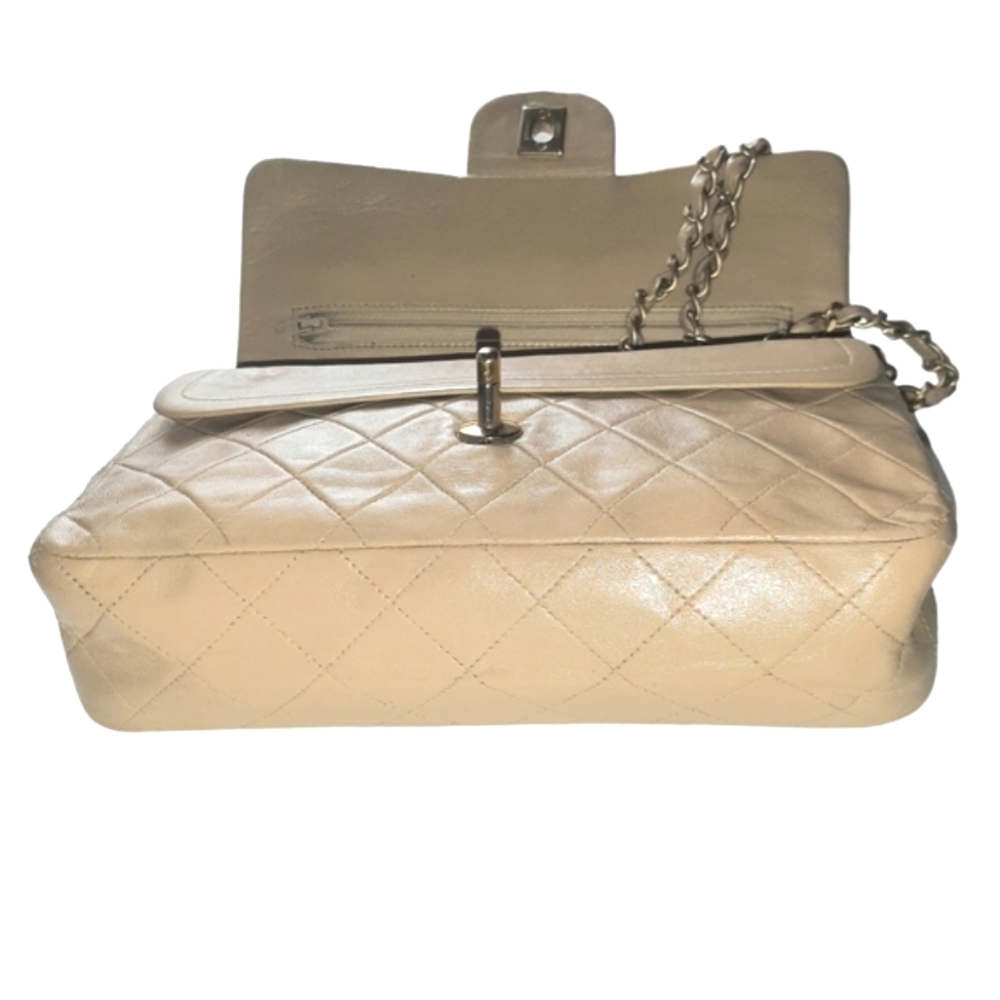 Vtg Chanel Classic Quilted Lambskin Double Flap Bag Beige Small 24k - Picture 9 of 16